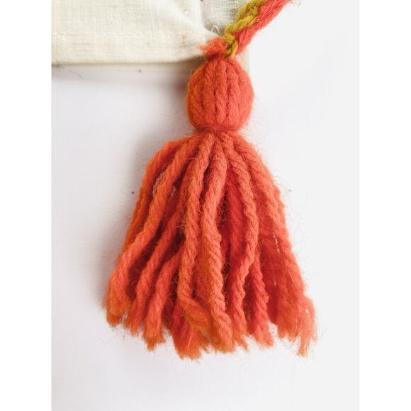 60s Crochet Pockets Sturdy Wall Hanging Storage Organizer Orange Brown Mail Pens - Picture 5 of 7